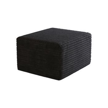 Sofá Modular Negro De Pana, Otomana Negra Para Salón Con Espuma, 65x60x38 Cm