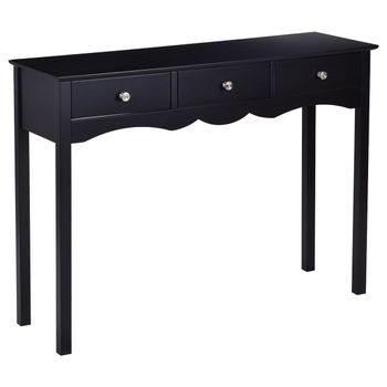 Costway Escritorio con 3 Cajones Mesa Multifunción en MDF para Casa Oficina Negro 100 x 32 x 75 cm