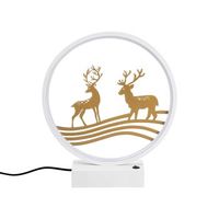 lampara de mesa xmas14 oro blanco metal diametro 30x30 cm