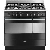 smeg suk92mbl9-1 concert 90 cm dual fuel range cooker - black black