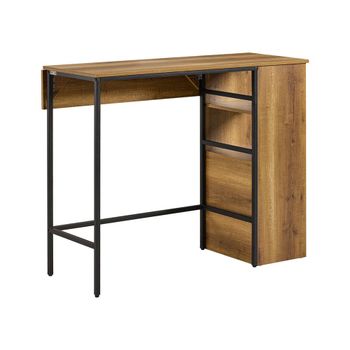 Mesa de bar con 1 tablero plegable adicional metal marrón