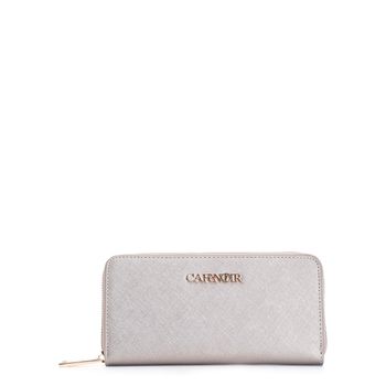 cartera saffiano pewter