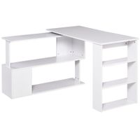 homcom mesa de ordenador mesa esquinera giratorio 360 multiformas para hogar escuela y oficina 5 estantes libreria blanco   aosom espana