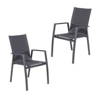 pack 2 sillones de jardin acolchados y apilables aluminio y textilene color antracita 57x69x94 cm