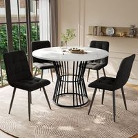 conjunto de comedor - mesa y 4 sillas - mdf y metal - blanco y negro 100x100x75cm