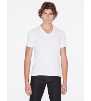 A|X Armani Exchange para hombre. 8NZT75ZJA5Z1100 Camiseta Lisa blanco (XXL), Casual, Algodón, Manga corta