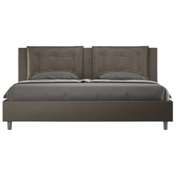Cama King Size Italiana De Piel Sintética Andry-color Marrón-ropa De Cama 200x200 Cm-opción Con Base Y Caja