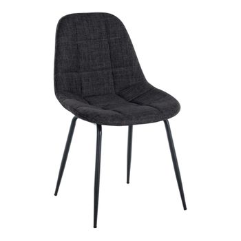 Silla con patas de metal y asiento en Tela Gris oscuro