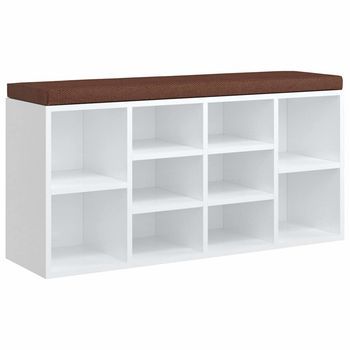 Vidaxl Zapatero Madera Contrachapada Blanco Brillo 103x30x48 Cm