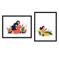 pack de posters ilustracion de mujeres en el dia a dia mujer tomando cafe y leyendo laminas en a4 marco - nacnic