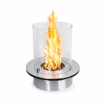 Quemador redondo divina fire de acero y cristal, 3 lt d.35 cm