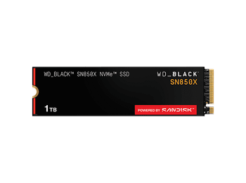 Disco duro SSD interno 1TB - Western Digital WD_BLACK SN850X NVMe SSD, Hasta 7300 MB/s lectura, M.2 2280, Negro