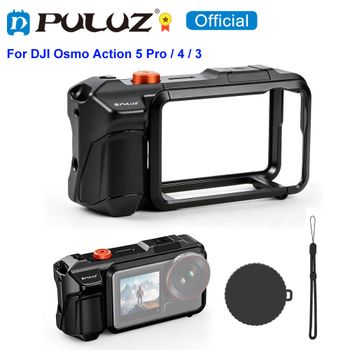 Carcasa Metálica PULUZ para Cámara DJI Osmo Action 6 / 5 Pro / Action 4 / Action 3, Adaptador de Expansión para Cámara de Acción con Empuñadura
