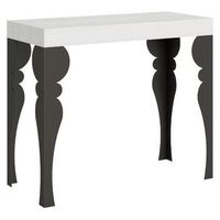 consola oriental extensible de 12 plazas de metal blanco y antracita de 40 a 300 cm torza