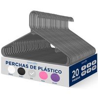 pack 20 ganchos de plastico premium antideslizantes ahorradores de espacio duraderos para camisas sueteres abrigos pantalones y vestidos r serenelife sl-hook20 gris