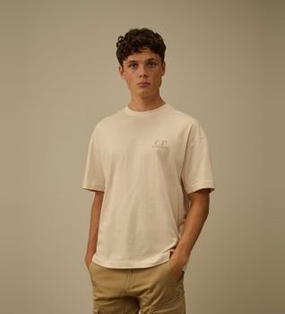 C.P. Company para hombre. 20CMTS086A005100W Camiseta 30/1 Sleeve Logo beige (XXL), Casual, Algodón, Manga corta