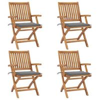 sillas de jardin plegables 4 uds madera maciza teca con cojines vidaxl