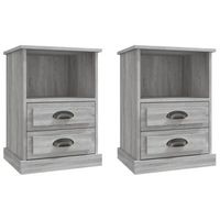 pack 2 uds mesitas de noche  mesa auxiliar  mesilla gris sonoma 43x36x60 cm