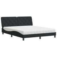 cama con colchon terciopelo negro 160x200 cm