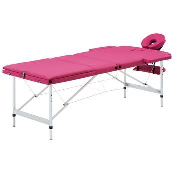 Camilla De Masaje Plegable 3 Zonas Aluminio Rosa Vidaxl