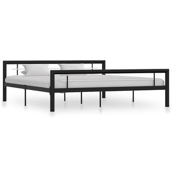Estructura De Cama Sin Colchón Metal Blanco Y Negro 180x200 Cm Vidaxl