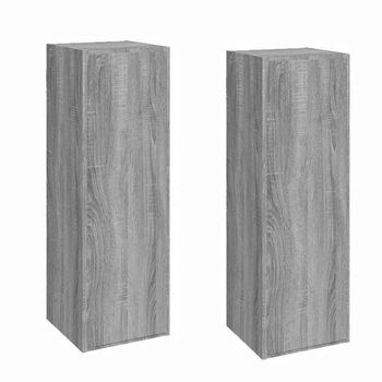 Mueble De Tv 2 Uds Madera Ingeniería Gris Sonoma 30,5x30x90 Cm Vidaxl