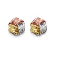 9ct Three Colour Gold Knot Stud Earrings - 8mm - G4654