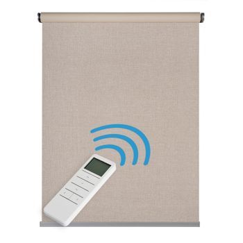 Estor Motorizado Enrollable Opaco Blackout Automático Con Batería, Motor Y Mando Premium Beige 180x250 Cm