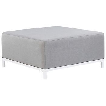 Otomana De Poliéster Gris Claro Blanco 83 X 83 Cm Reposapiés Patas Metal Rovigo