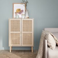 aparador de efecto cana y madera con 2 puertas 80cm natural