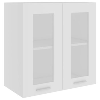 Armario colgante vidrio y madera ingeniería blanco 60x31x60 cm