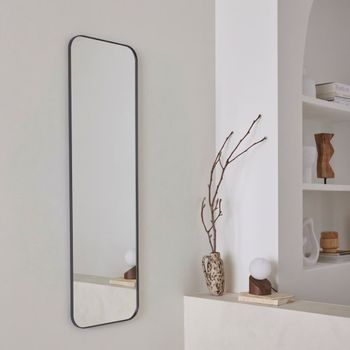 Espejo rectangular en acero decorativo de pared, negro