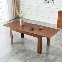 mesa de comedor extensible - mueble para cocina y salon - mdf - nogal 220x885x77cm