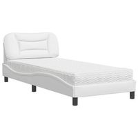 cama con colchon hvar cuero sintetico blanco 80x200 cm vidaxl