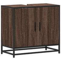 mueble de bano  armario de lavabo madera de ingenieria roble marron 65x33x60 cm
