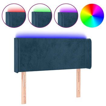 Cabecero Cama Con Led | Panel De Cabecera De Terciopelo Azul Oscuro 93x16x78/88 Cm