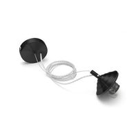 alice - kit de suspension para bombilla alice codigo vg e27 con roseton negro cable trenzado transparente y cubre portalamparas 1xe27 max 1x60w ip20