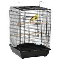 pawhut jaula para pajaros techo abatible 2 perchas 2 comederos 40x40x59 cm negro