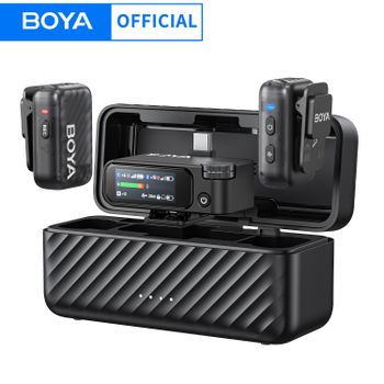 BOYA BOYAMIC 2 Micrófono Lavalier Inalámbrico Profesional para iPhone USB-C Android Cámara PC con Cancelación de Ruido AI, Alcance de 300 metros, Batería de 54h para Transmisiones en Vivo, Grabación y