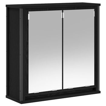 Mueble De Baño | Armario De Baño De Pared Con Espejo Roble Negro 60x21x60 Cm