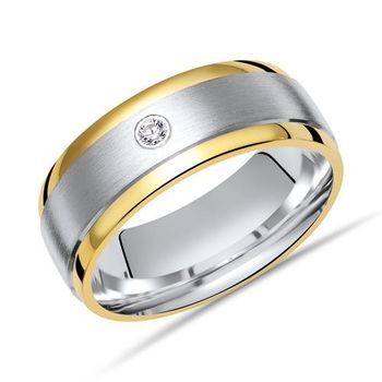 Anillo plata mate bordes pulidos circonitas