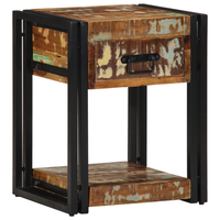 pack 2 uds mesitas de noche  mesilla de noche  cabinete de noche madera maciza reciclada 40x35x50 cm cfw36924