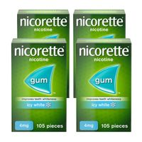nicorette gum 4mg icy white - 105 pieces - 4 pack
