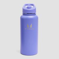 botella de metal reciclado con pajita abatible de myprotein 1 l - indigo intenso