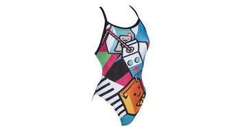 Arena banador mujer crazy milkshake x criss cross back negro turquesa