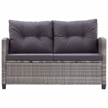 Sofá De Jardín 2 Plazas | Sofá De Exterior Y Cojines Ratán Sintético Gris 124 Cm