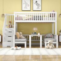cama superpuesta 90x200120x200 blanca escritorio ajustable altura escalera almacenamiento barrera seguridad pinomdf
