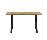 mesa de comedor 140x80x76 cm - diseno moderno con patas cruzadas hierro y roble negro