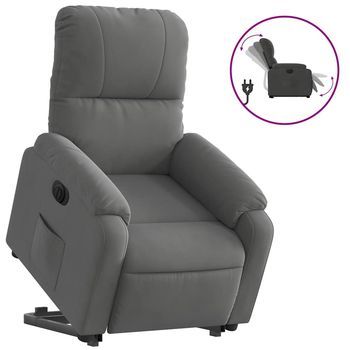 Sillón Eléctrico Reclinable Elevable Tela Microfibra Gris