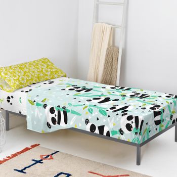 Panda garden blue Juego de sábanas 2 piezas